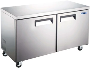 Commercial 47 in. 12 cu. ft. 2-Door Under Counter Refrigerator in Stainless Commercial 47 in. 12 cu. ft. 2-Door Under Counter Refrigerator in Stainless