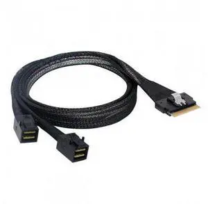 Xiwai CY SF-010 PCI-E Ultraport Slimline SAS Slim 4.0 SFF-8654 8i 74pin to Dual SFF-8643 4i Mini SAS HD Cable PCI-Express Xiwai CY SF-010 PCI-E Ultraport Slimline SAS Slim 4.0 SFF-8654 8i 74pin to Dual SFF-8643 4i Mini SAS HD Cable PCI-Express