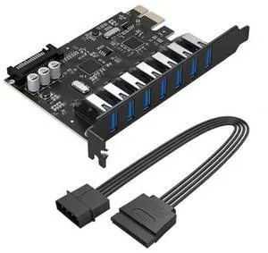 Super Speed 7 Port USB 3.0 PCI-E Express Card With A 15 Pin SATA Power Connector PCIE Adapter Super Speed 7 Port USB 3.0 PCI-E Express Card With A 15 Pin SATA Power Connector PCIE Adapter