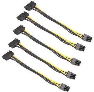 5 Pack 6 Pin PCIe to SATA Power Cable 8 Inches 20cm SATA15Pin Male to 6Pin HSG 5 Pack 6 Pin PCIe to SATA Power Cable 8 Inches 20cm SATA15Pin Male to 6Pin HSG