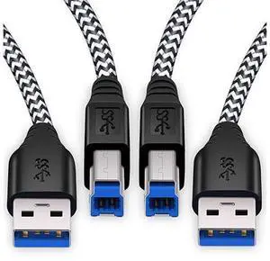 USB 30 Cable A Male to B Male 2Pack 6ft long USB 3 Cable braided USB 30 A to B Cable Cord White USB 30 Cable A Male to B Male 2Pack 6ft long USB 3 Cable braided USB 30 A to B Cable Cord White