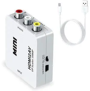 HDMI to AV, TechCode Mini 1080P HDMI to AV Scaler Adapter Supports PAL/NTSC HDMI to RCA AV/CVSB L/R HD Video Converter for PC, Laptop, Xbox, HDTV, DVD, TV Stick or More (White) HDMI to AV, TechCode Mini 1080P HDMI to AV Scaler Adapter Supports PAL/NTSC HDMI to RCA AV/CVSB L/R HD Video Converter for PC, Laptop, Xbox, HDTV, DVD, TV Stick or More (White)