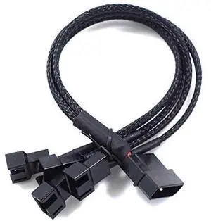 4-Pin Molex to 4 x 3/4-Pin PC Case Fan Sleeved Adapter Cable 4-Pin Molex to 4 x 3/4-Pin PC Case Fan Sleeved Adapter Cable