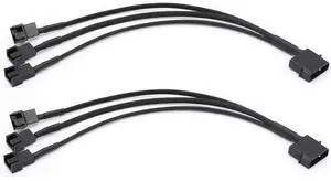 2 Pack Molex to 3 x 3 Pin or 4 Pin Computer PC Case Fan Power Splitter Adapter Cable, 10 inch 2 Pack Molex to 3 x 3 Pin or 4 Pin Computer PC Case Fan Power Splitter Adapter Cable, 10 inch