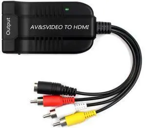 Female AV S Video to Hdmi Video Converter Adapter Female S Video Input PortFemale AV(CVBS) Input PortHdmi Output with Micro Cable for HDTV DVD Female AV S Video to Hdmi Video Converter Adapter Female S Video Input PortFemale AV(CVBS) Input PortHdmi Output with Micro Cable for HDTV DVD