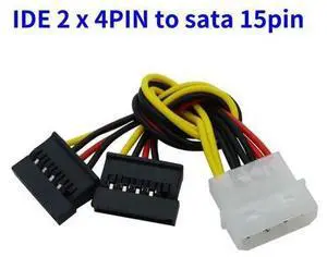 4Pin IDE M-olex To 2 Serial ATA SATA Y Splitter Hard Drive Power Supply Cable for Adding SATA Drives for Bitcoin Miner Mining(2 pcs) 4Pin IDE M-olex To 2 Serial ATA SATA Y Splitter Hard Drive Power Supply Cable for Adding SATA Drives for Bitcoin Miner Mining(2 pcs)