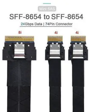 SFF-8654 8i 74Pin Male to Dual SFF-8654 4i 38Pin Male PCI-E Ultraport Slimline SAS Slim 4.0 Cable 40cm PCI-Express SFF-8654 8i 74Pin Male to Dual SFF-8654 4i 38Pin Male PCI-E Ultraport Slimline SAS Slim 4.0 Cable 40cm PCI-Express