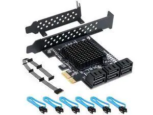 WERLEO PCIe SATA Card 6 Port with 6 SATA Cables and a SATA Power Splitter Cable, 6 Gb/s PCIe SATA Controller Expression Card with Low Profile Bracket, Boot as System Disk Support 6 SATA 3.0 Devices WERLEO PCIe SATA Card 6 Port with 6 SATA Cables and a SATA Power Splitter Cable, 6 Gb/s PCIe SATA Controller Expression Card with Low Profile Bracket, Boot as System Disk Support 6 SATA 3.0 Devices