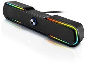 Computer Game Speaker PC Speaker Gaming Wired Desktop Computer Sound Bar with Stereo Sound Colorful LED Light-Black - OEM Computer Game Speaker PC Speaker Gaming Wired Desktop Computer Sound Bar with Stereo Sound Colorful LED Light-Black - OEM