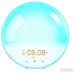 Wake-up lamp sunrise alarm clock, 7-color bedside night lamp, with sunrise sunset simulation, double alarm clock, snooze function, FM radio clock and 7 kinds of natural sounds Equipped with US charger Wake-up lamp sunrise alarm clock, 7-color bedside night lamp, with sunrise sunset simulation, double alarm clock, snooze function, FM radio clock and 7 kinds of natural sounds Equipped with US charger