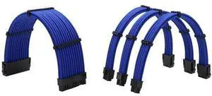 Sleeved Cables PSU Extension Kit 18AWG 30cm ATX 24pin,CPU4+4p,PCI-E 6+2p for ATX Power Supply Cable with Black Cable Comb (Blue) Sleeved Cables PSU Extension Kit 18AWG 30cm ATX 24pin,CPU4+4p,PCI-E 6+2p for ATX Power Supply Cable with Black Cable Comb (Blue)