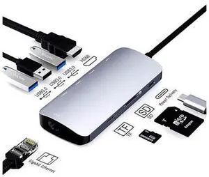 USB C Hub Ethernet Port USB C Adapter GIGABIT 1000M Rj45 8in1 multiport 60W Fast charging-4K HD-MI to 5Gbps Data Transfer,SD/TF, USB C Hub_Flat USB C Hub Ethernet Port USB C Adapter GIGABIT 1000M Rj45 8in1 multiport 60W Fast charging-4K HD-MI to 5Gbps Data Transfer,SD/TF, USB C Hub_Flat