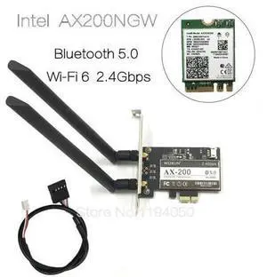 Wireless Desktop for Intel AX200NGW Wi-Fi 6 Bluetooth 5.0 Dual Band 2400Mbps PCI Express Wifi Adapter AX200802.11axWindows 10 Wireless Desktop for Intel AX200NGW Wi-Fi 6 Bluetooth 5.0 Dual Band 2400Mbps PCI Express Wifi Adapter AX200802.11axWindows 10