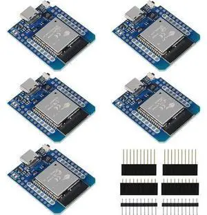 Type-C D1 Mini NodeMCU ESP32 ESP-WROOM-32 WLAN WiFi Bluetooth IoT Development Board 5V Compatible for Arduino (5pcs Type-C) Type-C D1 Mini NodeMCU ESP32 ESP-WROOM-32 WLAN WiFi Bluetooth IoT Development Board 5V Compatible for Arduino (5pcs Type-C)