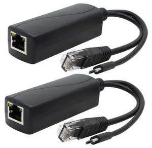ANVISION 2-Pack Gigabit PoE Splitter, 48V to 5V 2.4A Micro USB Ethernet Adapter, Compatible with Raspberry Pi 3B+, IP Camera and More ANVISION 2-Pack Gigabit PoE Splitter, 48V to 5V 2.4A Micro USB Ethernet Adapter, Compatible with Raspberry Pi 3B+, IP Camera and More