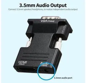 HD Male to VGA Female Adapter with 3.5mm Audio Port Support 1920*1080 Resolution Independent Audio Output HD Male to VGA Female Adapter with 3.5mm Audio Port Support 1920*1080 Resolution Independent Audio Output