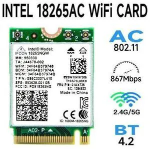 802.11ac Wireless Wlan Mini Wi-Fi Card for Intel Tri-Band Wireless AC 18265 867Mbps WiFi + Bluetooth 4.2 Network Adapter 18265 802.11ac Wireless Wlan Mini Wi-Fi Card for Intel Tri-Band Wireless AC 18265 867Mbps WiFi + Bluetooth 4.2 Network Adapter 18265