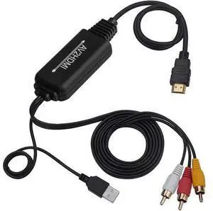 Ronyme HDMI to RCA Converter, HDMI to RCA Cable Adapter, HDMI 1080P to AV 3RCA CVBs Audio Compound Supports NTSC for Laptop, HDTV, DVD, VHC - Write a Ronyme HDMI to RCA Converter, HDMI to RCA Cable Adapter, HDMI 1080P to AV 3RCA CVBs Audio Compound Supports NTSC for Laptop, HDTV, DVD, VHC - Write a