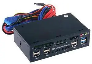 5.25 Inch PC Media Dashboard Front Panel Audio With SATA eSATA 2 x USB 3.0 And 6 x USB 2.0 Hub SD TF MMC M2 CF MS Card Reader 5.25 Inch PC Media Dashboard Front Panel Audio With SATA eSATA 2 x USB 3.0 And 6 x USB 2.0 Hub SD TF MMC M2 CF MS Card Reader