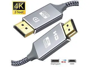 DisplayPort to HDMI Cable 10Ft 4K UHD Nylon Braided GoldPlated DPtoHDMI Unidirectional Cord DP to HDMI Male Chords Display Port to HDTV Monitor Video Cable DP Ports to HDMI Ports Connector DisplayPort to HDMI Cable 10Ft 4K UHD Nylon Braided GoldPlated DPtoHDMI Unidirectional Cord DP to HDMI Male Chords Display Port to HDTV Monitor Video Cable DP Ports to HDMI Ports Connector