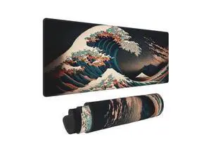 Japanese Waves in The Dark Gaming Mouse Pad XL, Large Non Slip Rubber Mousepad, Stitched Edges Mouse Pads, Long Extended Mouse Pad,31.5'' X 11.8'' Japanese Waves in The Dark Gaming Mouse Pad XL, Large Non Slip Rubber Mousepad, Stitched Edges Mouse Pads, Long Extended Mouse Pad,31.5'' X 11.8''