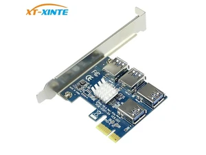 PCIe 1 to 4 PCI-express 16X slots Riser Card PCI-E 1X to External 4 PCI-e USB 3.0 Adapter Multiplier Card for Bitcoin Miner PCIe 1 to 4 PCI-express 16X slots Riser Card PCI-E 1X to External 4 PCI-e USB 3.0 Adapter Multiplier Card for Bitcoin Miner