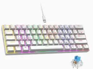 Customized blue-axis mechanical keyboard with 68 keys, wired and portable, suitable for office, gaming and competitive esports use. 61-key - White wired backlighting - Blue switches Customized blue-axis mechanical keyboard with 68 keys, wired and portable, suitable for office, gaming and competitive esports use. 61-key - White wired backlighting - Blue switches