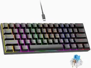 Customized blue-axis mechanical keyboard with 68 keys, wired and portable, suitable for office, gaming and competitive esports use. 61-key - Black wired backlighting - Blue switches Customized blue-axis mechanical keyboard with 68 keys, wired and portable, suitable for office, gaming and competitive esports use. 61-key - Black wired backlighting - Blue switches