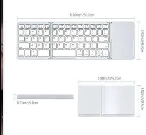 Foldable mini Bluetooth keyboard - Portable ultra-thin keyboard suitable for mobile phones, tablets and laptops White Foldable mini Bluetooth keyboard - Portable ultra-thin keyboard suitable for mobile phones, tablets and laptops White