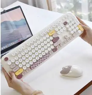 Wireless high-quality keyboard and mouse set for women, featuring retro polka dots, suitable for desktop and laptop office use in factories. Wireless high-quality keyboard and mouse set for women, featuring retro polka dots, suitable for desktop and laptop office use in factories.