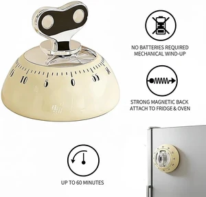 Retro Kitchen Timer Magnetic Mechanical 60 Minute Wind Up Timer No Batteries, Loud Alarm Timer for Cooking, Baking, Classroom, ABS Portable Kitchen Timer, Magnetic Mechanical Timing(Red ) White Retro Kitchen Timer Magnetic Mechanical 60 Minute Wind Up Timer No Batteries, Loud Alarm Timer for Cooking, Baking, Classroom, ABS Portable Kitchen Timer, Magnetic Mechanical Timing(Red ) White