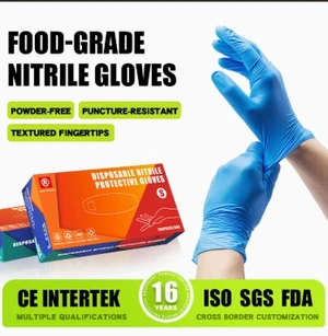 Food-grade thickened, wear-resistant, waterproof, and oil-resistant nitrile gloves for industrial safety, inspection, and disposable finger covers(M) Food-grade thickened, wear-resistant, waterproof, and oil-resistant nitrile gloves for industrial safety, inspection, and disposable finger covers(M)
