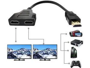 HDMI Splitter Adapter HDMI Male to 2 HDMI Female Splitter Cable for HDTV LCD Monitor and Projectors 1080P Dual HDMI Adapter 1 to 2 Way (12.2inch Black) HDMI Splitter Adapter HDMI Male to 2 HDMI Female Splitter Cable for HDTV LCD Monitor and Projectors 1080P Dual HDMI Adapter 1 to 2 Way (12.2inch Black)