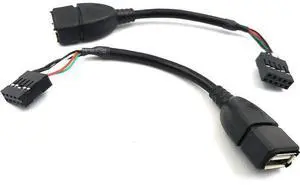 Duttek (2-Pack) 10CM USB 2.0 Type A Female to Dupont 9 Pin Female Header Motherboard Cable Cord (AF/9Pin 0.1M) Duttek (2-Pack) 10CM USB 2.0 Type A Female to Dupont 9 Pin Female Header Motherboard Cable Cord (AF/9Pin 0.1M)