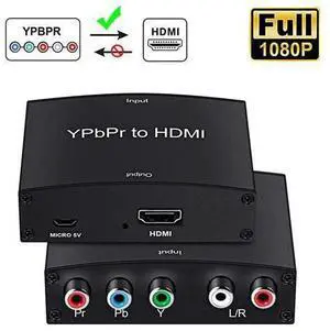 Component to HDMI Converter 5RCA Component RGB YPbPr to HDMI Converter v13 HDCP Video Audio Converter Adapter for DVD PSP Xbox 360 to New HDTV or Monitor1080P Black Component to HDMI Converter 5RCA Component RGB YPbPr to HDMI Converter v13 HDCP Video Audio Converter Adapter for DVD PSP Xbox 360 to New HDTV or Monitor1080P Black