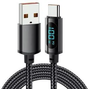 7A USB Type C Cable LED Display PD 100W Fast Charging USB C Data Cord Wire For Laptop Mobile Phone Type-C USB C Cable 7A USB Type C Cable LED Display PD 100W Fast Charging USB C Data Cord Wire For Laptop Mobile Phone Type-C USB C Cable