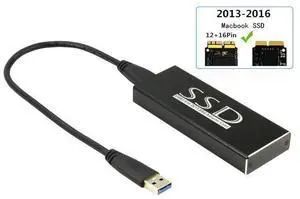 USB 3.0 SSD Enclosure for 2013 2014 2015 Apple MacBook Air Pro Retina SSD Adapter with Cable, USB External Reader for (2013-2017 Year) A1465 A1466 A1398 A1502 SSD (12+16 pin) USB 3.0 SSD Enclosure for 2013 2014 2015 Apple MacBook Air Pro Retina SSD Adapter with Cable, USB External Reader for (2013-2017 Year) A1465 A1466 A1398 A1502 SSD (12+16 pin)
