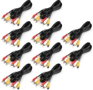 Spofit 3RCA Cable 10Pack 6ft Audio Video Composite 3-Male to 3-Male DVD Cable for TV, VCR, DVD Spofit 3RCA Cable 10Pack 6ft Audio Video Composite 3-Male to 3-Male DVD Cable for TV, VCR, DVD