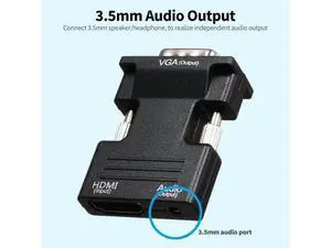 HD Male to VGA Female Adapter with 3.5mm Audio Port Support 1920*1080 Resolution Independent Audio Output HD Male to VGA Female Adapter with 3.5mm Audio Port Support 1920*1080 Resolution Independent Audio Output