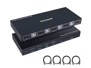 KVM Switch HDMI 4K @60Hz 4 Port Box, USB Switch with 4 USB 2.0 Hubs, 4 in 1 Out HDMI KVM Switch Support Wireless Keyboard and Mouse and hotkey Switching, No Power Require eokCXOY KVM Switch HDMI 4K @60Hz 4 Port Box, USB Switch with 4 USB 2.0 Hubs, 4 in 1 Out HDMI KVM Switch Support Wireless Keyboard and Mouse and hotkey Switching, No Power Require eokCXOY