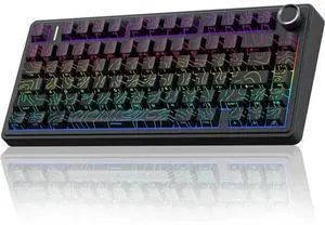 F75 Pro Wireless Mechanical Keyboard with Knob,75% Hot Swappable Custom Gaming Keyboards,RGB Backlit,Pre-lubed Switches,Side Printed PBT Keycaps Creamy Sounding Computer Keyboard, Line Black F75 Pro Wireless Mechanical Keyboard with Knob,75% Hot Swappable Custom Gaming Keyboards,RGB Backlit,Pre-lubed Switches,Side Printed PBT Keycaps Creamy Sounding Computer Keyboard, Line Black