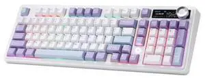 AJAZZ AK980 Mechanical Keyboard with Smart Display & Knob,98% Wireless Keyboard Tri-Mode BT/2.4G/USB-C, Hot Swappable, PBT Keycaps, with RGB Light for Win & Mac(Purple,Murad Switch) AJAZZ AK980 Mechanical Keyboard with Smart Display & Knob,98% Wireless Keyboard Tri-Mode BT/2.4G/USB-C, Hot Swappable, PBT Keycaps, with RGB Light for Win & Mac(Purple,Murad Switch)