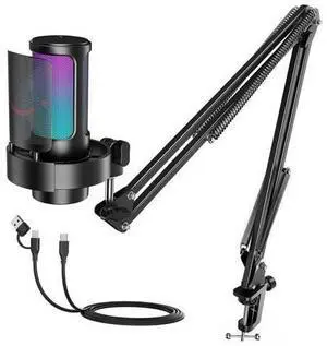 Deuninker USB Gaming Microphone Kit, PC Streaming Mic with RGB Lights, Mute, Gain Knob, Metal Boom Arm for Recording Podcast, Condenser Computer Microphone Set Compatible with PS4/PS5-AmpliGame A8T Deuninker USB Gaming Microphone Kit, PC Streaming Mic with RGB Lights, Mute, Gain Knob, Metal Boom Arm for Recording Podcast, Condenser Computer Microphone Set Compatible with PS4/PS5-AmpliGame A8T