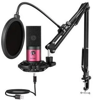 Deuninker Podcast Microphone Kit-USB PC Computer Recording Microphone, Condenser Mic Set for Streaming, Gaming, Voice-Over, Meeting, with Arm Stand, Shock Mount, Pop Filter-T669 Rose Red Deuninker Podcast Microphone Kit-USB PC Computer Recording Microphone, Condenser Mic Set for Streaming, Gaming, Voice-Over, Meeting, with Arm Stand, Shock Mount, Pop Filter-T669 Rose Red