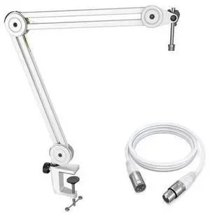 Deuninker Microphone Boom Arm Kit, Metal Heavy Duty Mic Stand with 3/8" to 5/8" Threads Screw & 10ft Balanced XLR Cable for Podcasting Recording, Streaming & Recording-BM63W+L9W Deuninker Microphone Boom Arm Kit, Metal Heavy Duty Mic Stand with 3/8" to 5/8" Threads Screw & 10ft Balanced XLR Cable for Podcasting Recording, Streaming & Recording-BM63W+L9W