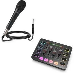 Deuninker Karaoke Microphone and Streaming 4-Channel RGB Mixer, Gaming Audio Mixer with XLR Interface for Game Voice, Podcast, Recording, YouTube, Dynamic Vocal Microphone for SpeakerK6+SC3 Deuninker Karaoke Microphone and Streaming 4-Channel RGB Mixer, Gaming Audio Mixer with XLR Interface for Game Voice, Podcast, Recording, YouTube, Dynamic Vocal Microphone for SpeakerK6+SC3