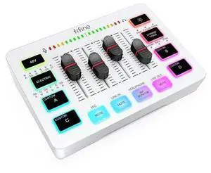 DeuninkerAudio Mixer, Gaming Streaming PC Mixer with Slider Fader, XLR Microphone Interface, Monitoring, for Video/Game Voice/Podcast Recording-AmpliGame SC3W DeuninkerAudio Mixer, Gaming Streaming PC Mixer with Slider Fader, XLR Microphone Interface, Monitoring, for Video/Game Voice/Podcast Recording-AmpliGame SC3W