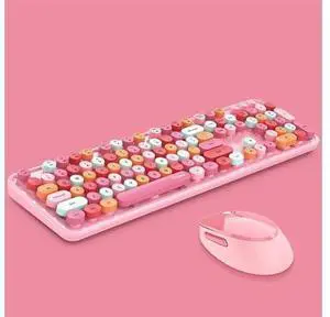Mofii Sweet Wireless Keyboard And Mouse Set Girls Punk Keyboard Office Set, Colour: Pink Mixed Mofii Sweet Wireless Keyboard And Mouse Set Girls Punk Keyboard Office Set, Colour: Pink Mixed