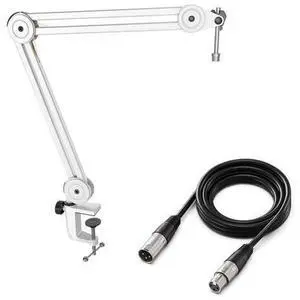 Deuninker Microphone Arm Stand and XLR Cable Set,Metal Heavy Duty Mic Stand with Desk Clamp, 5/8" Screw,XLR Interface Cable with Balanced 3 PIN,Mic Wire for Recording Podcast Streaming(BM63W+L9) Deuninker Microphone Arm Stand and XLR Cable Set,Metal Heavy Duty Mic Stand with Desk Clamp, 5/8" Screw,XLR Interface Cable with Balanced 3 PIN,Mic Wire for Recording Podcast Streaming(BM63W+L9)