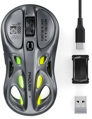 Wireless Mouse Tri-Mode 2.4G & Dual Bluetooth & Wired, Hollow RGB, 65g, 4800 DPI, USB-C Rechargeable, Gaming & Office, for Mac Laptop iPad PC Gray Wireless Mouse Tri-Mode 2.4G & Dual Bluetooth & Wired, Hollow RGB, 65g, 4800 DPI, USB-C Rechargeable, Gaming & Office, for Mac Laptop iPad PC Gray